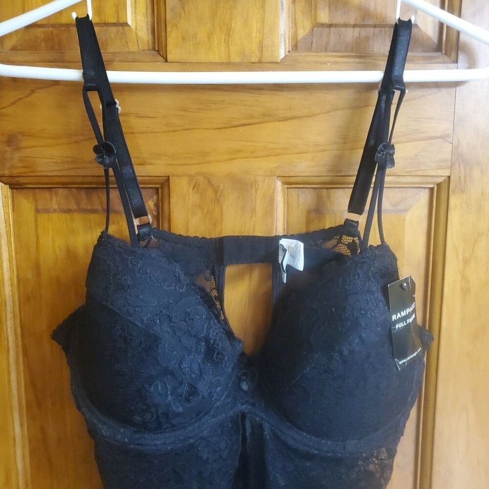 Rampage Babydoll Lingerie Womens XXL Black Lace‎ Sheer Sleepwear Plus